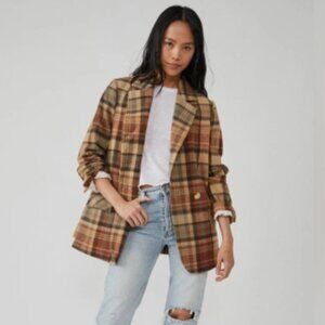Free People Mari Plaid Blazer
